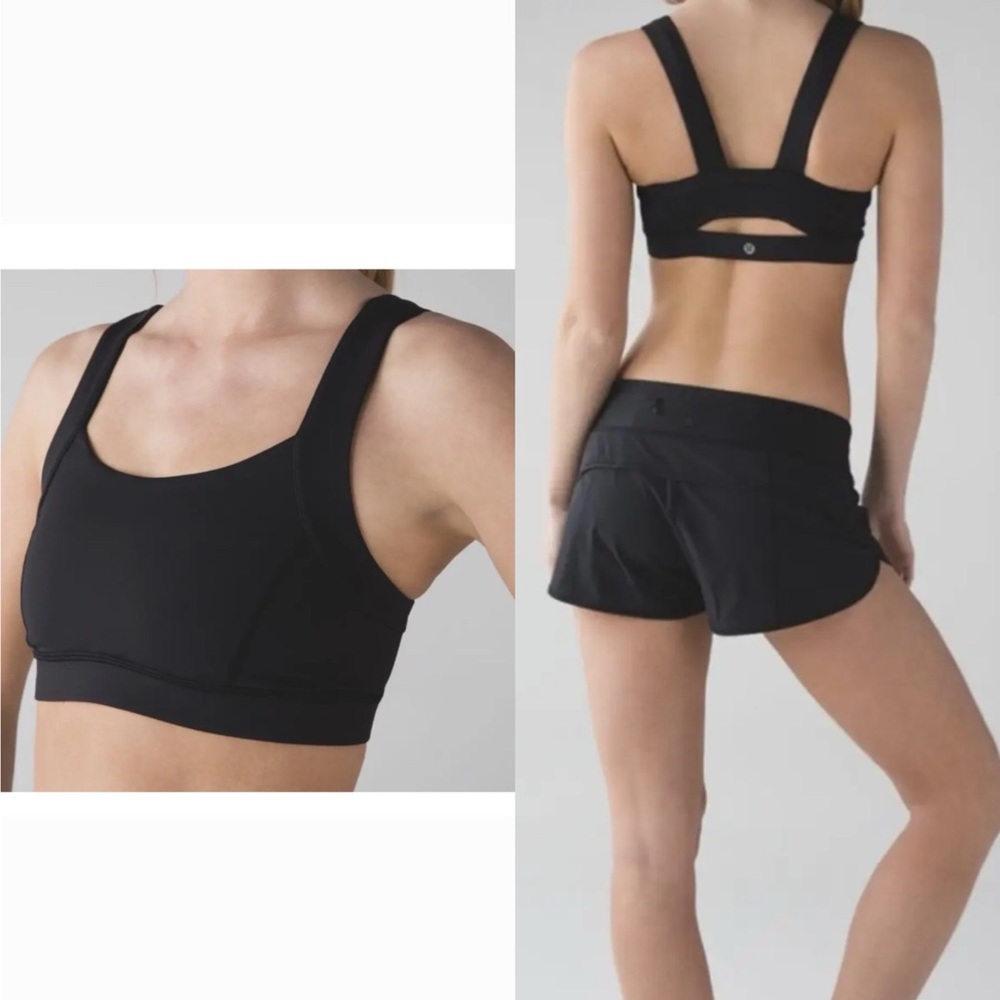 LULULEMON Pavement Pusher Sports Bra in Black Size 6, Luxtreme Fabric Mesh
